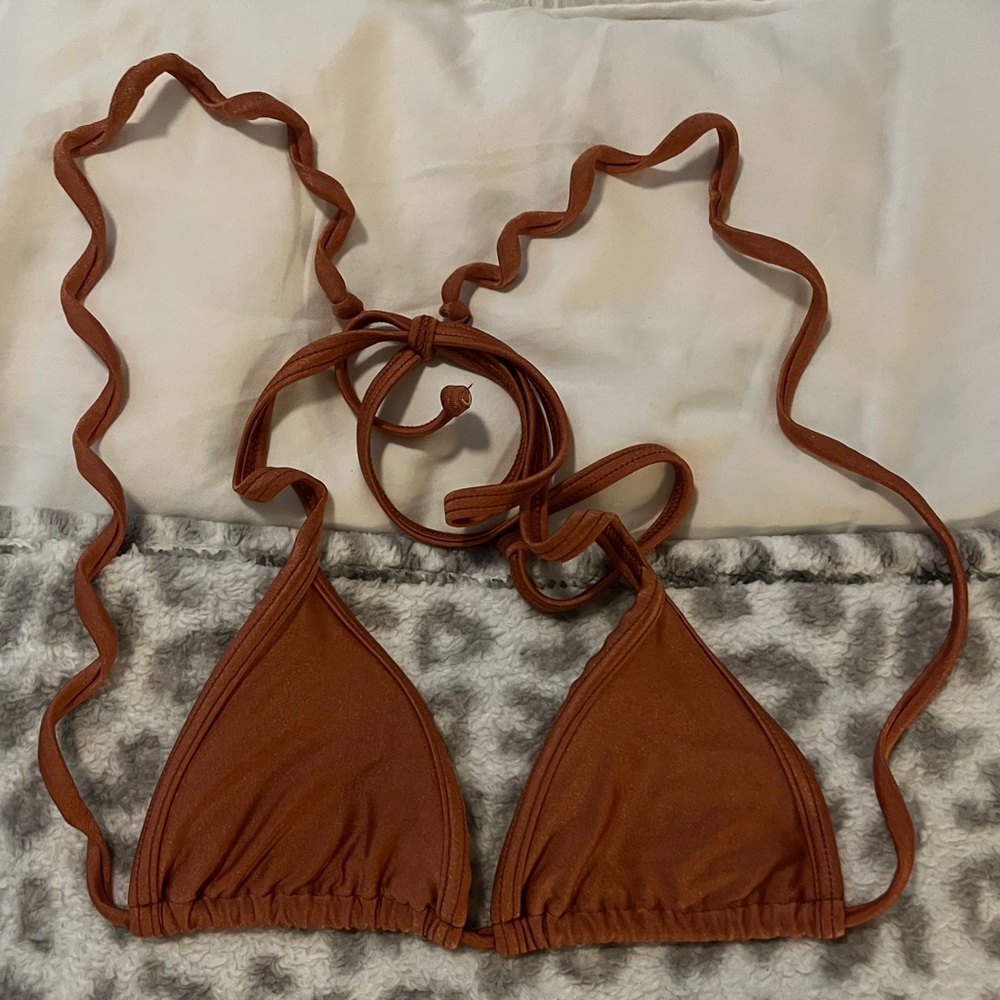 Cute Brown Chrome Bikini Top.